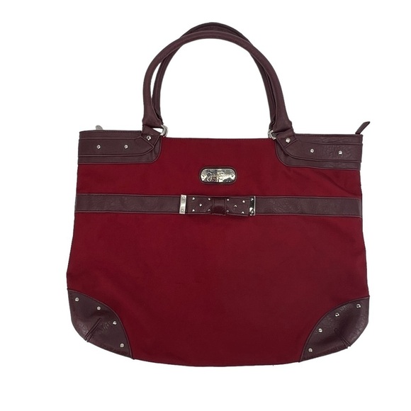 Jessica Simpson Red Canvas Tote Shoulder Bag Purse - Picture 1 of 7